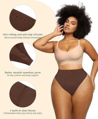 SHAPELLX Womens Underwear Tummy Control Shapewear Thong Panties Seamless Shapewear Waist Slimming Girdle (Black,XS/S) in Saudi Arabia