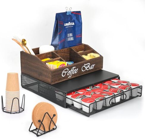 CODOGOY K حامل أكواب القهوة بار ملحق منظم محطة القهوة، 2 في 1 درج القهوة وحامل أكياس الشاي in Kuwait