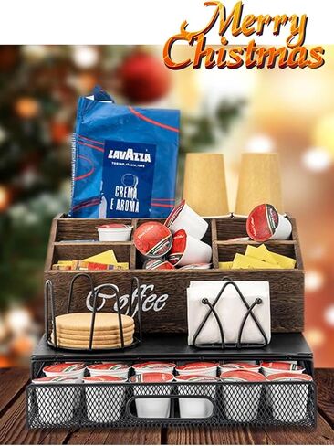 CODOGOY K حامل أكواب القهوة بار ملحق منظم محطة القهوة، 2 في 1 درج القهوة وحامل أكياس الشاي in Kuwait