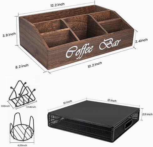 CODOGOY K حامل أكواب القهوة بار ملحق منظم محطة القهوة، 2 في 1 درج القهوة وحامل أكياس الشاي in Kuwait