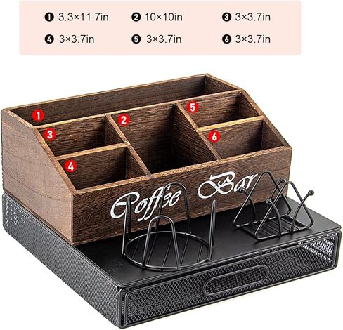 CODOGOY K حامل أكواب القهوة بار ملحق منظم محطة القهوة، 2 في 1 درج القهوة وحامل أكياس الشاي in Kuwait