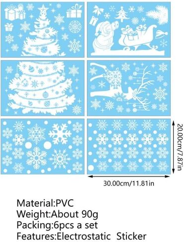 50 Pcs Christmas Window Clings,Christmas Decorations Christmas Stickers for Glass,Double Side Reusable Cute Winter Holiday Window Stickers,Gingerbread Man Snowflake Xmas Tree Decals for Party ﻿ ﻿ in Saudi Arabia