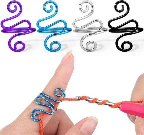 XANGNIER Adjustable Crochet Ring for Finger,Crochet Yarn Tension Rings for Crocheting, Metal Open Yarn Guide Crocheting Loop Ring,Crochet Gifts and Knitting Supplies Accessories Tool,2 PCS in Saudi Arabia