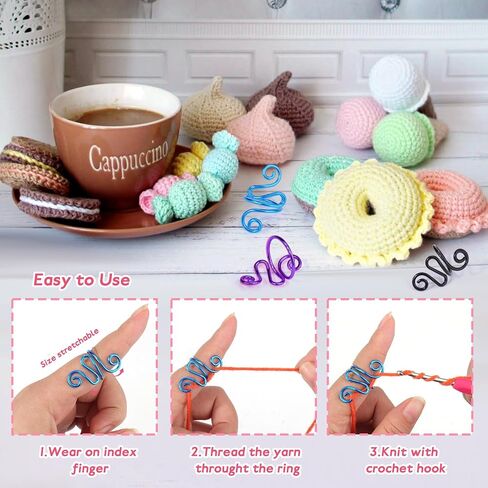 XANGNIER Adjustable Crochet Ring for Finger,Crochet Yarn Tension Rings for Crocheting, Metal Open Yarn Guide Crocheting Loop Ring,Crochet Gifts and Knitting Supplies Accessories Tool,2 PCS in Saudi Arabia