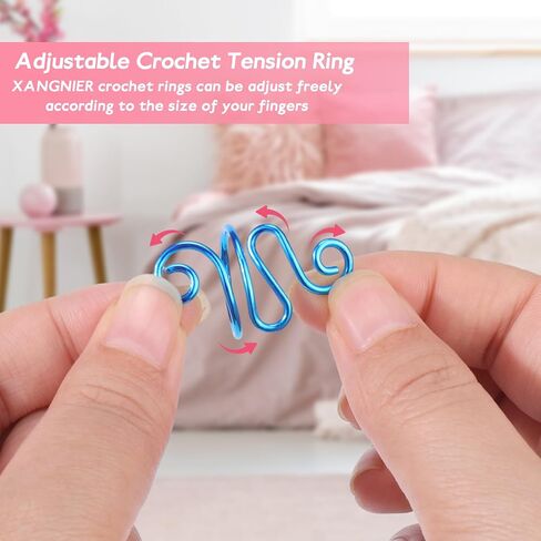 XANGNIER Adjustable Crochet Ring for Finger,Crochet Yarn Tension Rings for Crocheting, Metal Open Yarn Guide Crocheting Loop Ring,Crochet Gifts and Knitting Supplies Accessories Tool,2 PCS in Saudi Arabia