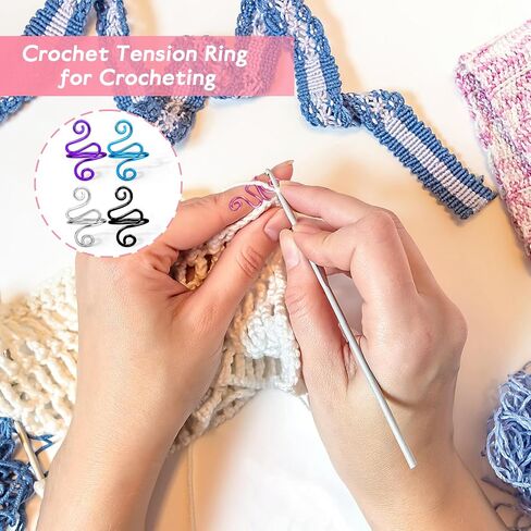 XANGNIER Adjustable Crochet Ring for Finger,Crochet Yarn Tension Rings for Crocheting, Metal Open Yarn Guide Crocheting Loop Ring,Crochet Gifts and Knitting Supplies Accessories Tool,2 PCS in Saudi Arabia