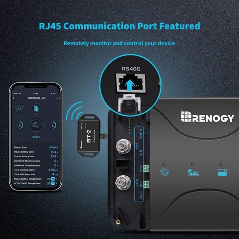 Renogy 50 Amp MPPT Charge Controller 12V MPPT Solar Charge Controller, Capable for Solar Panel and Alternator Power Input, with DC to DC Battery Charger Function, for Gel, AGM, and Lithium Batteries in Saudi Arabia