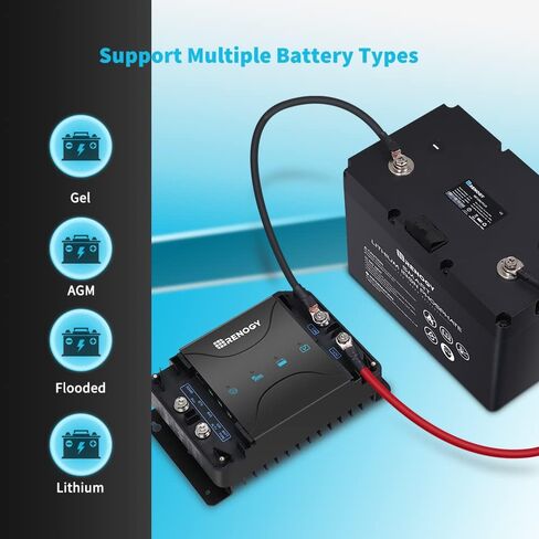 Renogy 50 Amp MPPT Charge Controller 12V MPPT Solar Charge Controller, Capable for Solar Panel and Alternator Power Input, with DC to DC Battery Charger Function, for Gel, AGM, and Lithium Batteries in Saudi Arabia