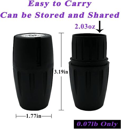 (2 Pack, Black) 2-in-1 Grinder with Storage Jar Design - Lightweight & Portable, Effortless Grinding & Storage, Suitable for Home Kitchen, Outdoor Camping in Saudi Arabia