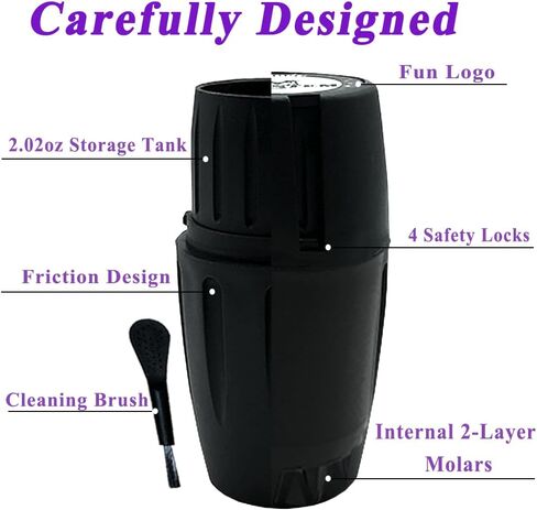 (2 Pack, Black) 2-in-1 Grinder with Storage Jar Design - Lightweight & Portable, Effortless Grinding & Storage, Suitable for Home Kitchen, Outdoor Camping in Saudi Arabia