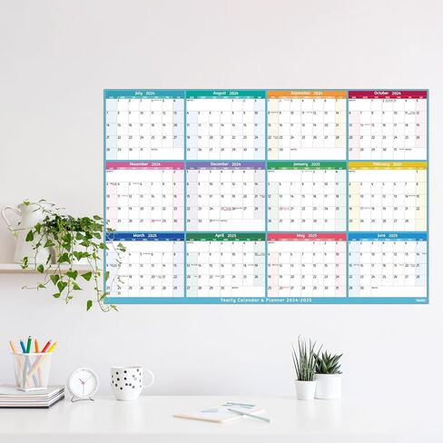 2025 Dry Erase Calendar – Large Yearly Wall calendar 2025, 38.2'' x 25.2'', 2-Side Reversible Calendar 2025, Vertical/Horizontal, Jan 2025 – Dec 2025, 2025 Wall Calendar with Notes, Stickers - Grey in Saudi Arabia