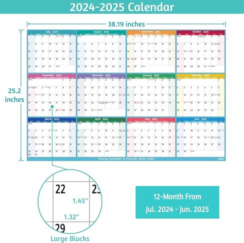 2025 Dry Erase Calendar – Large Yearly Wall calendar 2025, 38.2'' x 25.2'', 2-Side Reversible Calendar 2025, Vertical/Horizontal, Jan 2025 – Dec 2025, 2025 Wall Calendar with Notes, Stickers - Grey in Saudi Arabia