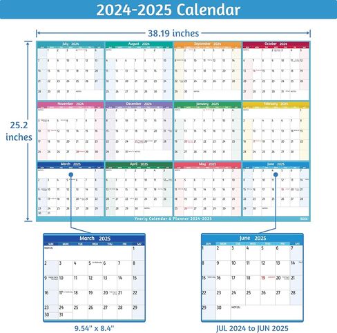 2025 Dry Erase Calendar – Large Yearly Wall calendar 2025, 38.2'' x 25.2'', 2-Side Reversible Calendar 2025, Vertical/Horizontal, Jan 2025 – Dec 2025, 2025 Wall Calendar with Notes, Stickers - Grey in Saudi Arabia