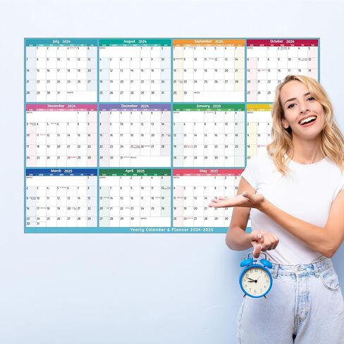 2025 Dry Erase Calendar – Large Yearly Wall calendar 2025, 38.2'' x 25.2'', 2-Side Reversible Calendar 2025, Vertical/Horizontal, Jan 2025 – Dec 2025, 2025 Wall Calendar with Notes, Stickers - Grey in Saudi Arabia