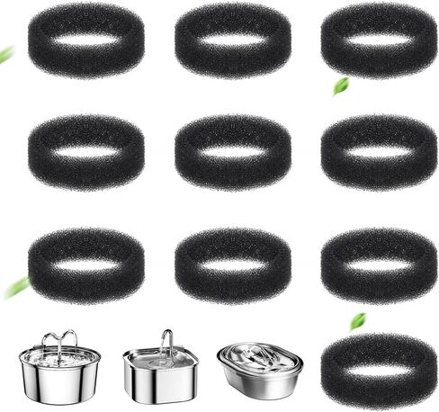10 Pack Cat Fountain Sponge Pet Water Round Filter Foam for Cat Drink Fountain Filter Sponge Replacement for 2.5 L/84 oz 2.2 L/ 74 oz Compatible with SMA-800 Water Pump (Black, 10 sponges) in Saudi Arabia