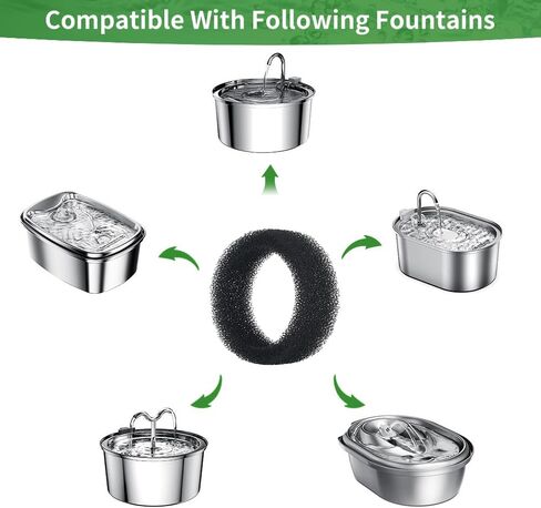 10 Pack Cat Fountain Sponge Pet Water Round Filter Foam for Cat Drink Fountain Filter Sponge Replacement for 2.5 L/84 oz 2.2 L/ 74 oz Compatible with SMA-800 Water Pump (Black, 10 sponges) in Saudi Arabia