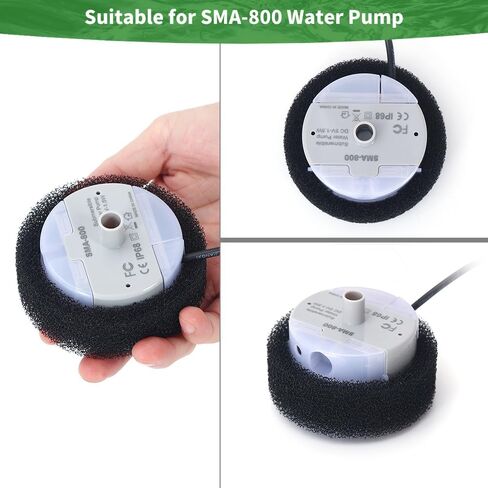 10 Pack Cat Fountain Sponge Pet Water Round Filter Foam for Cat Drink Fountain Filter Sponge Replacement for 2.5 L/84 oz 2.2 L/ 74 oz Compatible with SMA-800 Water Pump (Black, 10 sponges) in Saudi Arabia