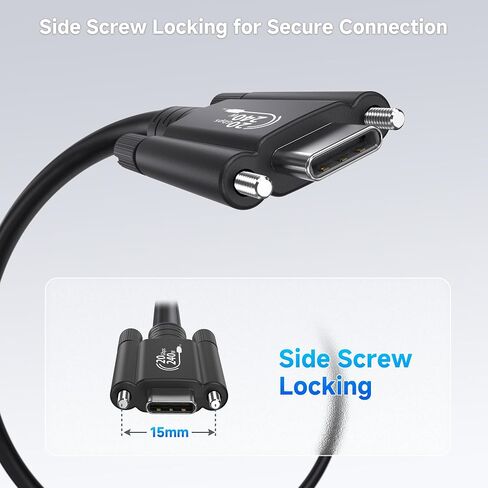 مسائل الكابل [معتمد من USB-IF] كابل USB4 بسرعة 20 جيجابت في الثانية مع قفل لولبي جانبي بطول 6.6 قدم، وكابل USB C مع قفل لولبي/كابل قفل USB C، يدعم فيديو 8K، شحن 240 وات، متوافق مع Thunderbolt 4 in Saudi Arabia