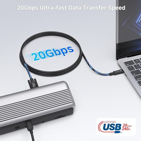 مسائل الكابل [معتمد من USB-IF] كابل USB4 بسرعة 20 جيجابت في الثانية مع قفل لولبي جانبي بطول 6.6 قدم، وكابل USB C مع قفل لولبي/كابل قفل USB C، يدعم فيديو 8K، شحن 240 وات، متوافق مع Thunderbolt 4 in Saudi Arabia