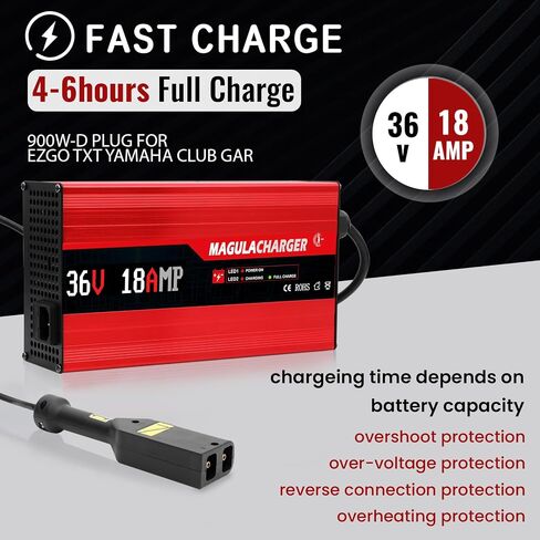 36V 18A Golf Cart Battery Charger for EZGO-D Style Plug, with LCD Screen and Grip 36V Trickle Charger for EZ-go TXT, 900W Replace PowerWise Golf Charger, Smart Charger for Lead Acid/AGM/Gel Batteries in Saudi Arabia