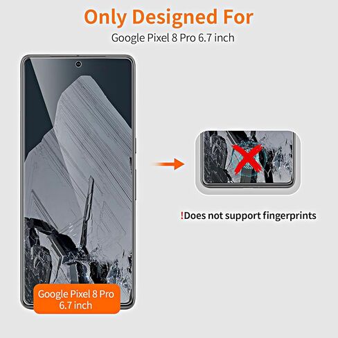2+2 Pack Google Pixel 8 Pro Privacy Tempered Glass Screen Protector + Camera Lens Film [9H Hardness][3D Curved] for Google Pixel 8 Pro Glass Screen Protector[Does not support fingerprints] in Saudi Arabia