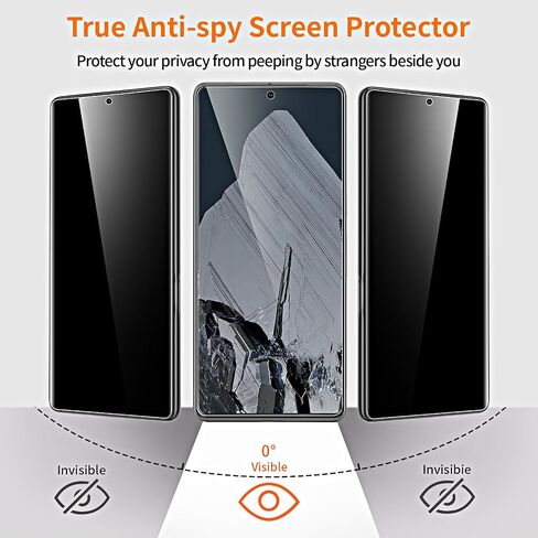 2+2 Pack Google Pixel 8 Pro Privacy Tempered Glass Screen Protector + Camera Lens Film [9H Hardness][3D Curved] for Google Pixel 8 Pro Glass Screen Protector[Does not support fingerprints] in Saudi Arabia