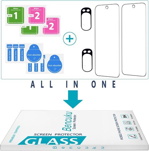 (2+2 حزمة) واقي شاشة مصمم لهاتف Google Pixel 9 Pro XL مع عدسة كاميرا من الزجاج المقسى، مضاد للخدش، مناسب للحافظة in Kuwait