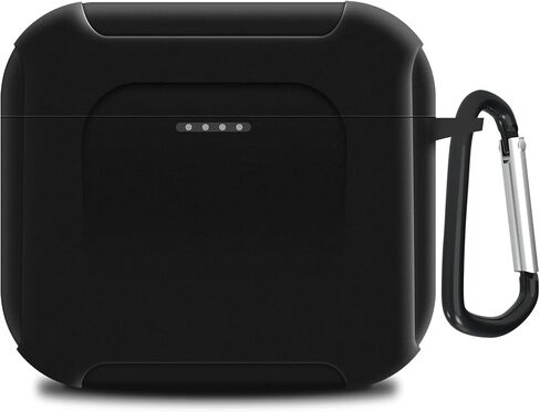 غطاء حافظة من السيليكون من Geekria متوافق مع سماعات الأذن اللاسلكية Skullcandy Indy Evo True، وغطاء جلدي لسماعات الأذن، وحقيبة حمل واقية مع خطاف سلسلة مفاتيح، ويمكن الوصول إلى منفذ الشحن (أسود) in Saudi Arabia