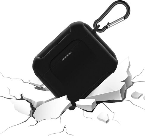 غطاء حافظة من السيليكون من Geekria متوافق مع سماعات الأذن اللاسلكية Skullcandy Indy Evo True، وغطاء جلدي لسماعات الأذن، وحقيبة حمل واقية مع خطاف سلسلة مفاتيح، ويمكن الوصول إلى منفذ الشحن (أسود) in Saudi Arabia