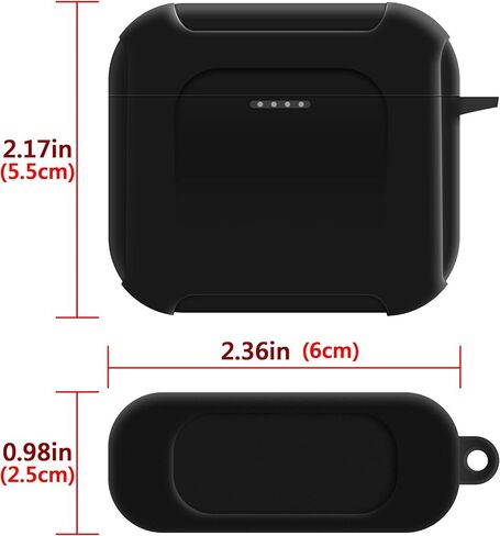 غطاء حافظة من السيليكون من Geekria متوافق مع سماعات الأذن اللاسلكية Skullcandy Indy Evo True، وغطاء جلدي لسماعات الأذن، وحقيبة حمل واقية مع خطاف سلسلة مفاتيح، ويمكن الوصول إلى منفذ الشحن (أسود) in Saudi Arabia