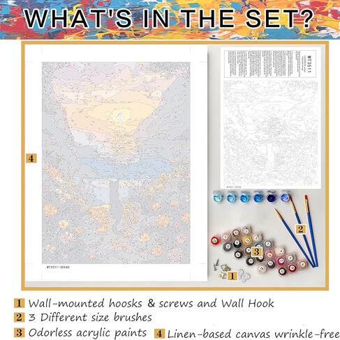 Ekuxom Paint by Numbers Kit for Adults Flowers, Paint by Numbers Flowers, Flower Paint by Numbers for Adults, Adults' Paint-by-Number Kits Acrylic Paint Canvas 16x20 Inch（Without Frame） in Saudi Arabia