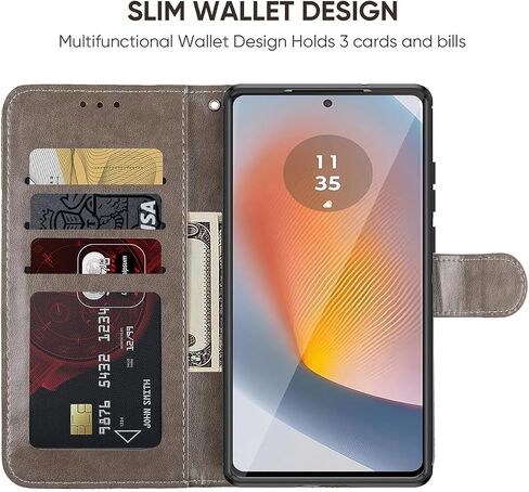 Case for Moto Edge 50 Fusion Case, Motorola Edge 50 Fusion Wallet Case, Lace Flower PU Leather Flip Credit Card Holder Phone Cover for Motorola Edge 50 Fusion 5G Gray in Saudi Arabia
