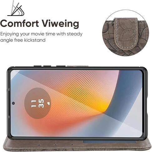Case for Moto Edge 50 Fusion Case, Motorola Edge 50 Fusion Wallet Case, Lace Flower PU Leather Flip Credit Card Holder Phone Cover for Motorola Edge 50 Fusion 5G Gray in Saudi Arabia