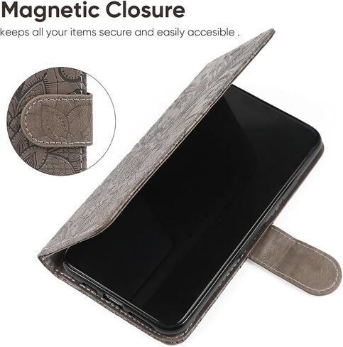 Case for Moto Edge 50 Fusion Case, Motorola Edge 50 Fusion Wallet Case, Lace Flower PU Leather Flip Credit Card Holder Phone Cover for Motorola Edge 50 Fusion 5G Gray in Saudi Arabia