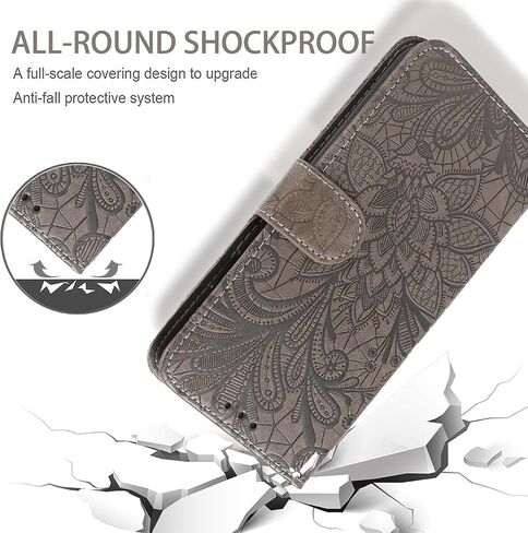 Case for Moto Edge 50 Fusion Case, Motorola Edge 50 Fusion Wallet Case, Lace Flower PU Leather Flip Credit Card Holder Phone Cover for Motorola Edge 50 Fusion 5G Gray in Saudi Arabia