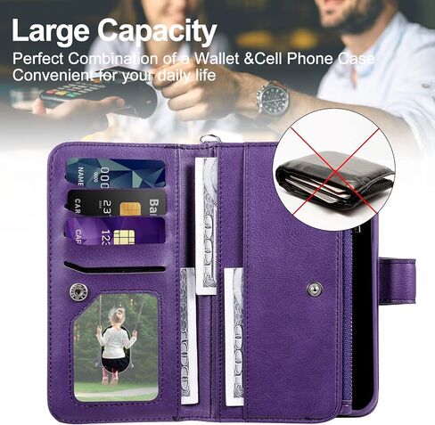 Case for iPhone 14 Pro Max, 2 in 1 Magnetic Detachable Shockproof Case, Flip Folio PU Leather Cover with Card Slot for iPhone 14 Pro Max, Purple in Saudi Arabia