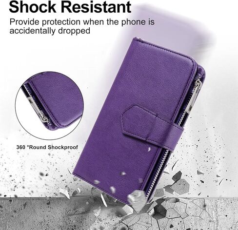 Case for iPhone 14 Pro Max, 2 in 1 Magnetic Detachable Shockproof Case, Flip Folio PU Leather Cover with Card Slot for iPhone 14 Pro Max, Purple in Saudi Arabia