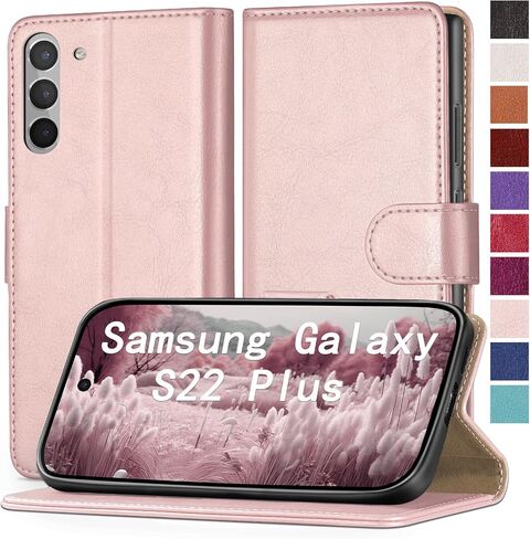 حافظة هاتف Samsung Galaxy S22 Plus [جلد RFID]، [3 فتحات لبطاقة الائتمان] واقي مضاد للصدمات، حافظات حامل، غطاء محفظة للنساء والرجال لهاتف Samsung S22Plus، ذهبي وردي in Saudi Arabia
