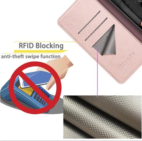 حافظة هاتف Samsung Galaxy S22 Plus [جلد RFID]، [3 فتحات لبطاقة الائتمان] واقي مضاد للصدمات، حافظات حامل، غطاء محفظة للنساء والرجال لهاتف Samsung S22Plus، ذهبي وردي in Saudi Arabia
