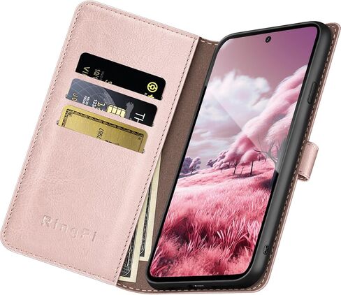 حافظة هاتف Samsung Galaxy S22 Plus [جلد RFID]، [3 فتحات لبطاقة الائتمان] واقي مضاد للصدمات، حافظات حامل، غطاء محفظة للنساء والرجال لهاتف Samsung S22Plus، ذهبي وردي in Saudi Arabia