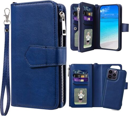 Case for iPhone 14 Pro Max, 2 in 1 Magnetic Detachable Shockproof Case, Flip Folio PU Leather Cover with Card Slot for iPhone 14 Pro Max, Purple in Saudi Arabia