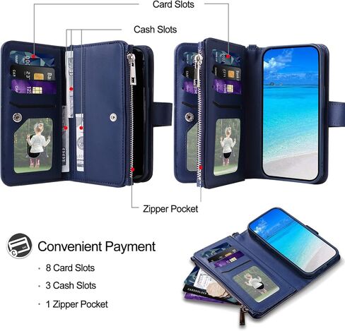 Case for iPhone 14 Pro Max, 2 in 1 Magnetic Detachable Shockproof Case, Flip Folio PU Leather Cover with Card Slot for iPhone 14 Pro Max, Purple in Saudi Arabia