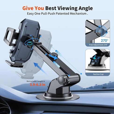 Car Phone Holder Mount, Strongest Suction Cell Phone Car Mount for Dashboard&Windshield&Vent Car Mount for iPhone and Android Phone in Saudi Arabia