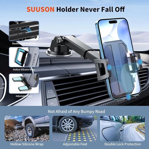 Car Phone Holder Mount, Strongest Suction Cell Phone Car Mount for Dashboard&Windshield&Vent Car Mount for iPhone and Android Phone in Saudi Arabia