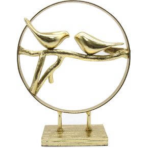 Lukitas Fox and Owl Statues Decor, Animal Group Sculptures, Creative Decoration for Living Room Office, Golden, Resin 11''