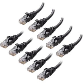 10-Pack Snagless Cat 6 Ethernet Cable 10 ft (Cat6 Cable, Cat 6 Cable, Internet Cable, Network Cable) in Black