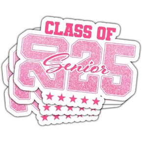 (3Pcs) Senior 2025 Stickers, Class Of 2025 Vinyl Sticker, Glitter Pink Senior Sticker, Graduation Bumper Sticker Decal, 2025 Senior Sticker - Sticker For Laptop Water Bottle Phone Car Window Helmet 3"