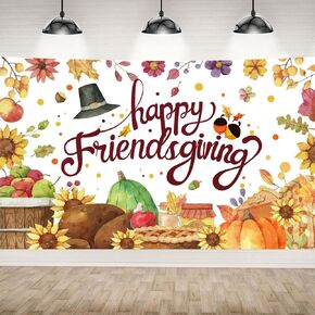 Friendsgiving Party Backdrop Banner,Decorations Backdrop for Friends Thanksgiving Party Decor,Party Supplies for Friendsgiving 71"x 43"