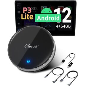 OTTOCAST P3 Lite CarPlay AI Box - 2024 Android 12.0 CarPlay Video Adapter Wireless CarPlay Android Auto Dongle 6+64G, OttoDrive 2.0 User UI, Support Slipt Screen Streaming Videos to Your Car