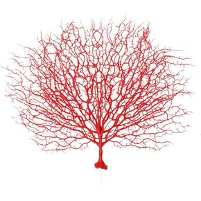 PRETYZOOM 1pc Artificial Coral Plant For Home Decoration, Large Fake Coral Stem for Vase Filler, Simulation Coral Branch for Entryway Living Room Decoration, Red (46x48cm)